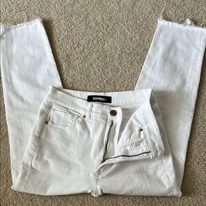 Express White Ankle Cropped Jeans